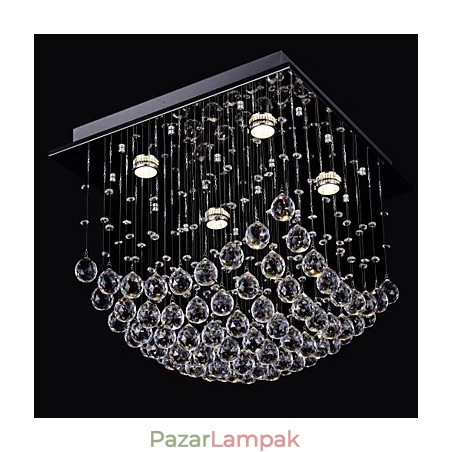 Elegáns kínai kristálycsillár 4 lámpa süllyesztett rögzítéssel