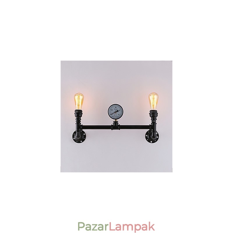 2 Fej Vintage Ipari Pipe Fali Lámpák Fekete Kreatív Fények Étterem Kávézó Bár Dekorációs világítás