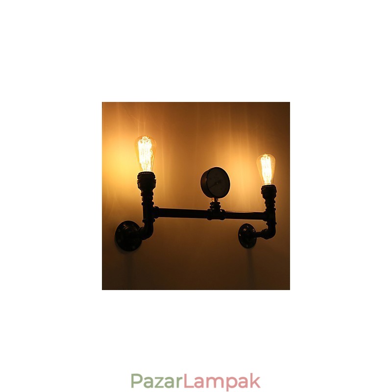 2 Fej Vintage Ipari Pipe Fali Lámpák Fekete Kreatív Fények Étterem Kávézó Bár Dekorációs világítás