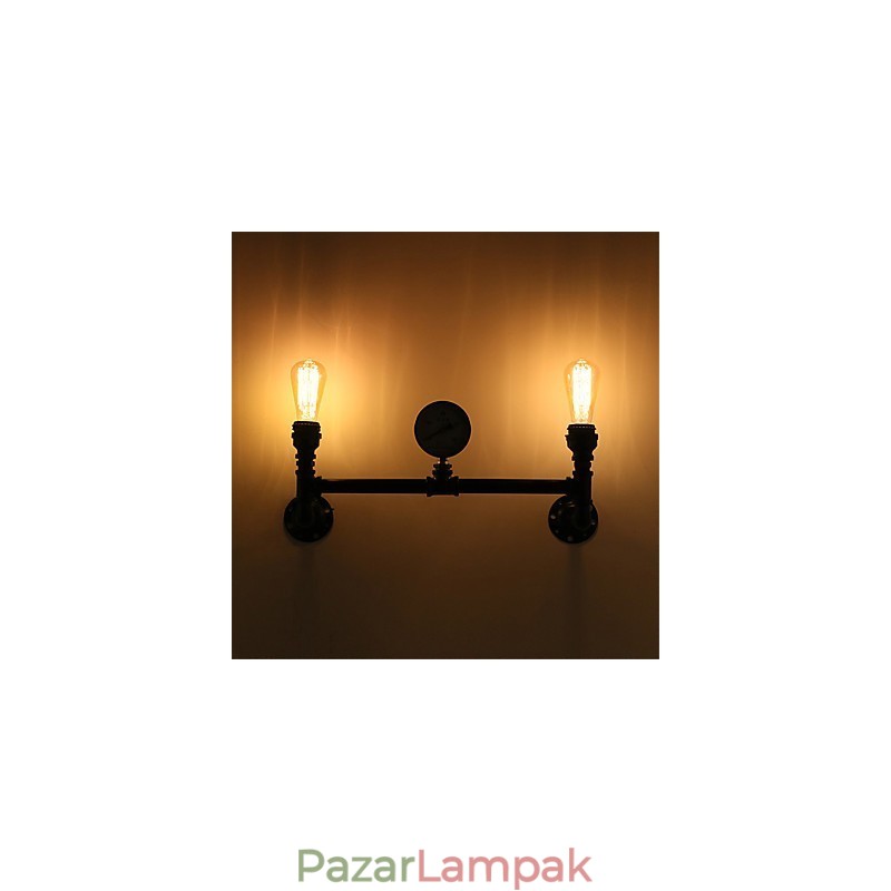 2 Fej Vintage Ipari Pipe Fali Lámpák Fekete Kreatív Fények Étterem Kávézó Bár Dekorációs világítás