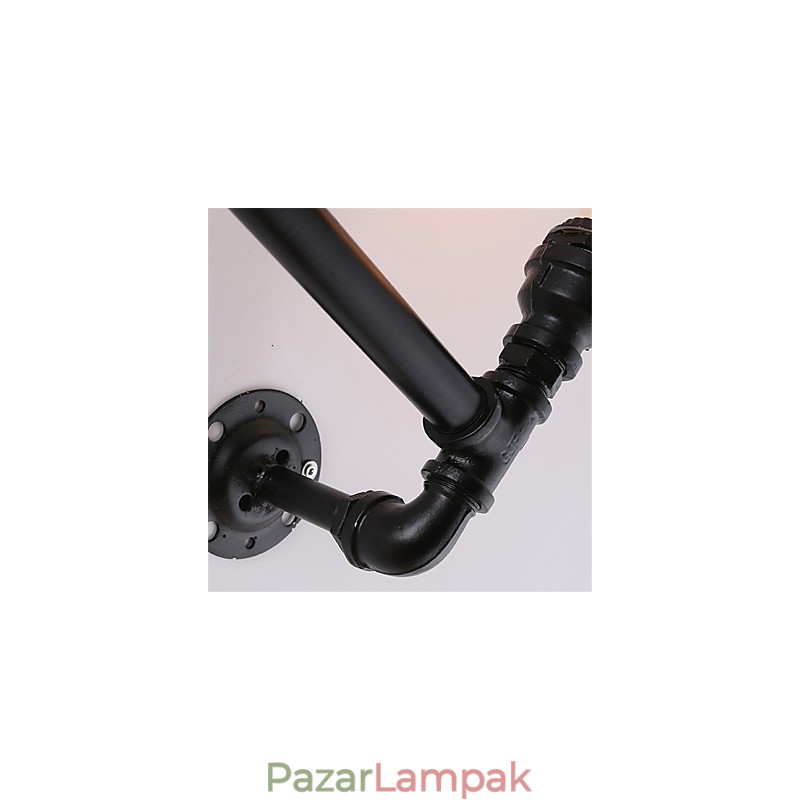 2 Fej Vintage Ipari Pipe Fali Lámpák Fekete Kreatív Fények Étterem Kávézó Bár Dekorációs világítás