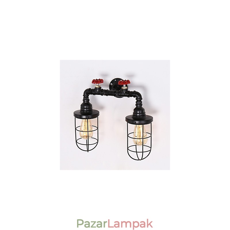 Vintage ipari csöves fali lámpák fekete kreatív fények étterem kávézó bár dekor világítás 2 világos festéssel