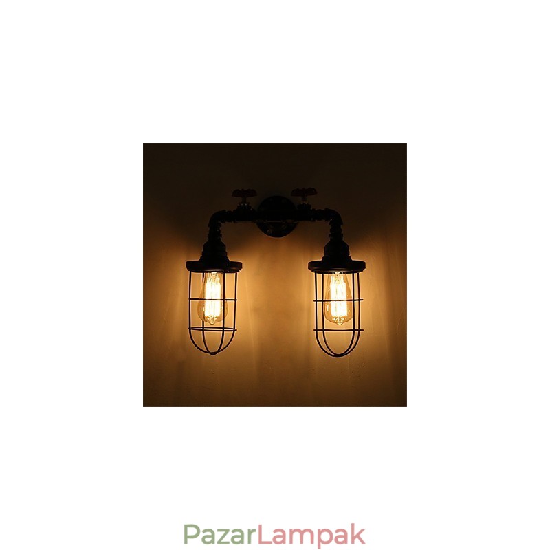 Vintage ipari csöves fali lámpák fekete kreatív fények étterem kávézó bár dekor világítás 2 világos festéssel