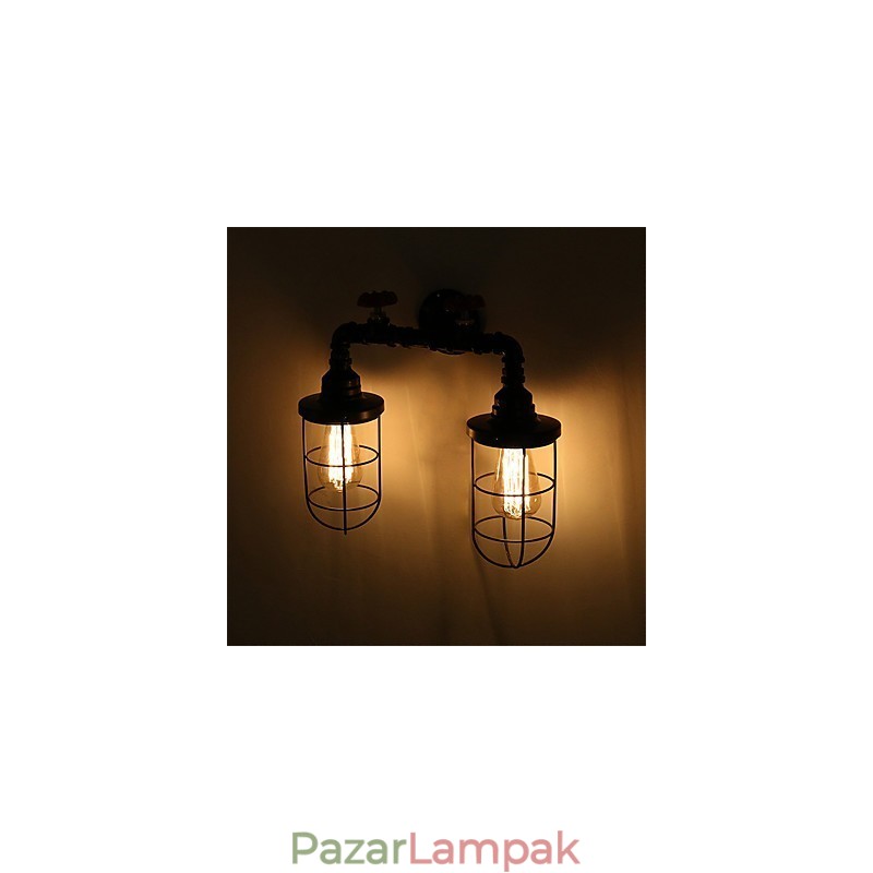 Vintage ipari csöves fali lámpák fekete kreatív fények étterem kávézó bár dekor világítás 2 világos festéssel