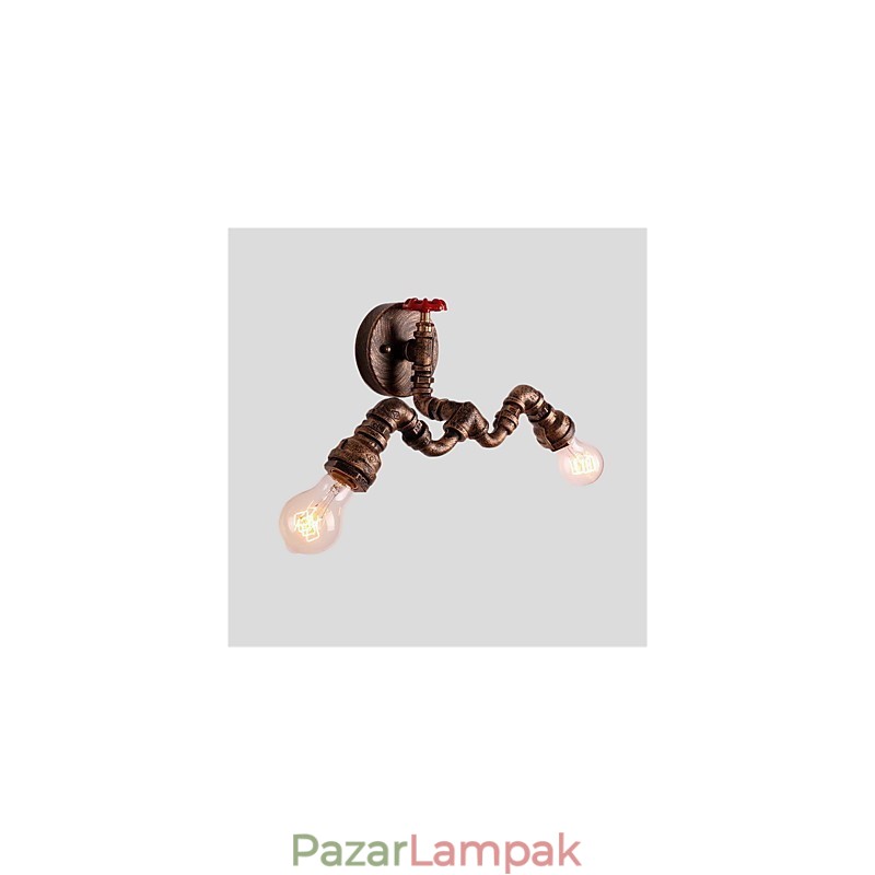 Vintage ipari csőfali lámpák Kreatív fények Étterem Kávézó Bár Dekorációs világítás 2 világosra festett felülettel