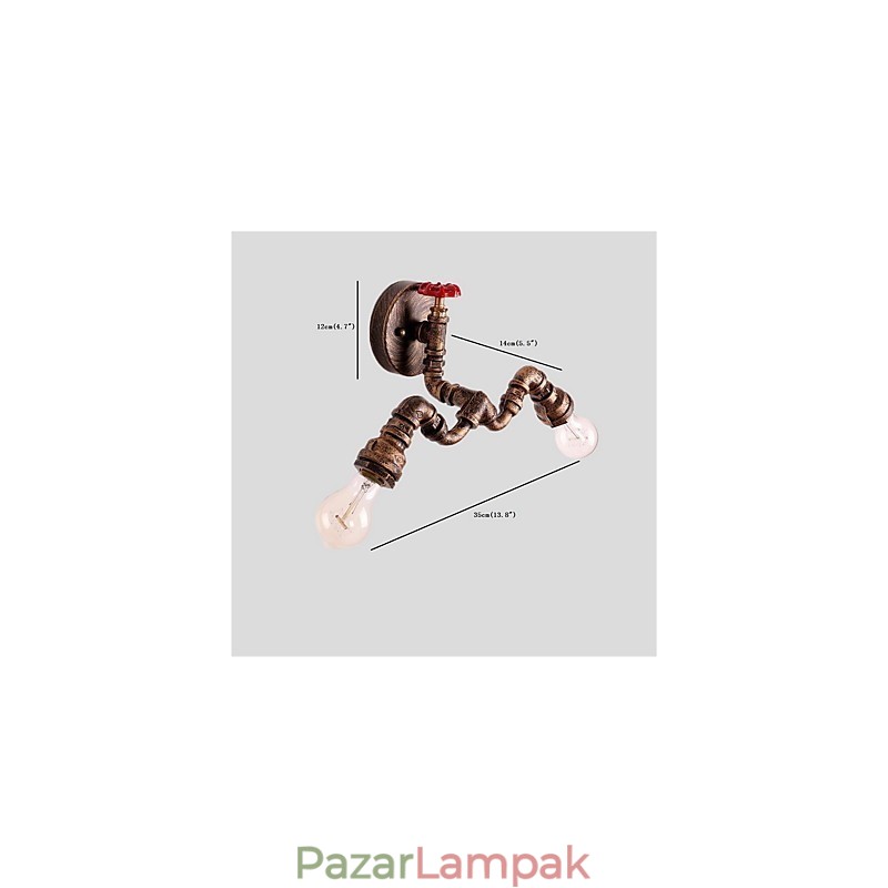 Vintage ipari csőfali lámpák Kreatív fények Étterem Kávézó Bár Dekorációs világítás 2 világosra festett felülettel