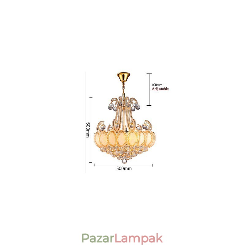 Modern luxus csillár kristály függőlámpa 50 cm átmérőjű, 8 db izzót tartalmaz