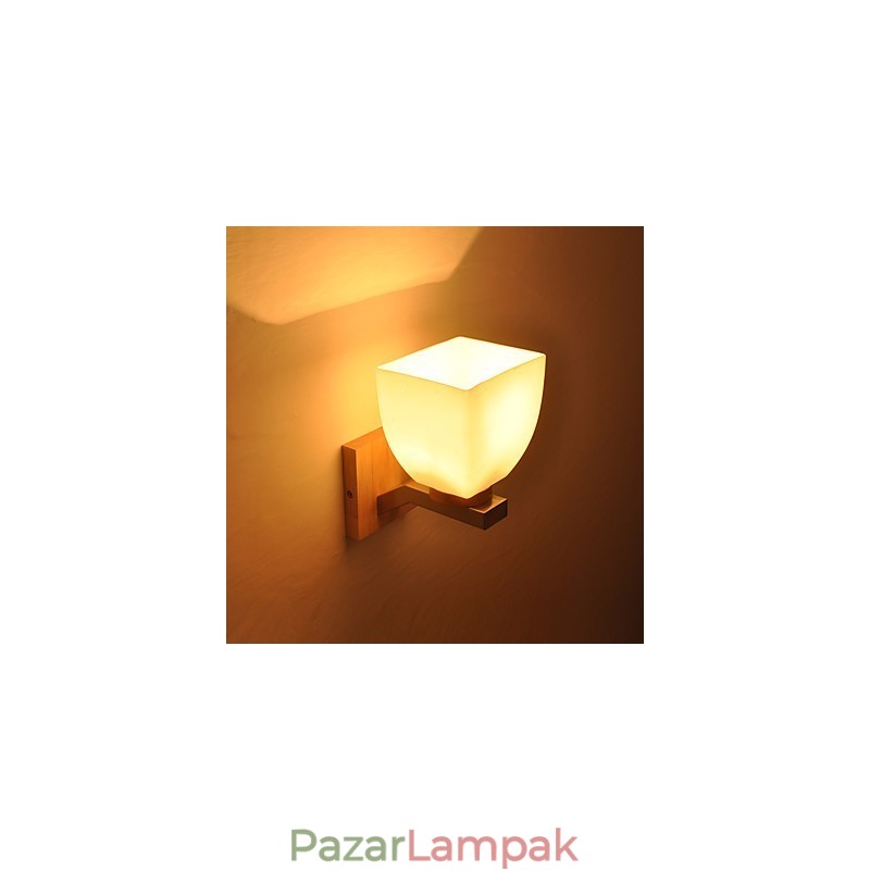 Egyszerű fali lámpa éjjeli íróasztali lámpa üvegernyővel és tömörfával hálószoba öltözőhöz Nappali babaszoba Kollégiumi dohányzóasztal könyvespolcok