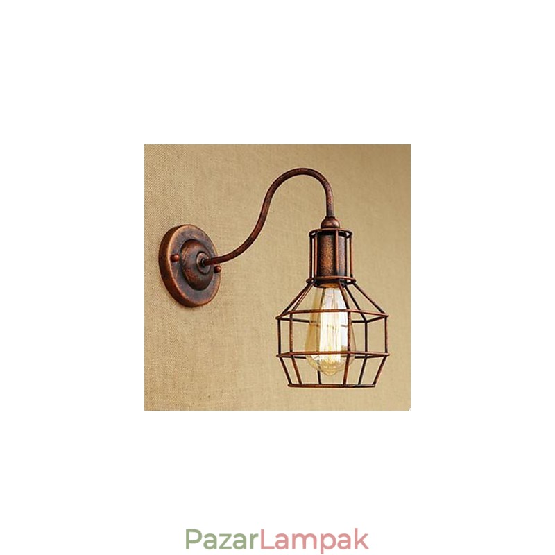 Iron Art Hosszú kar Nosztalgikus és Retro Kreatív Karakter Rozsda Szín Tanulmányozó Ülő Az amerikai fali lámpa feje