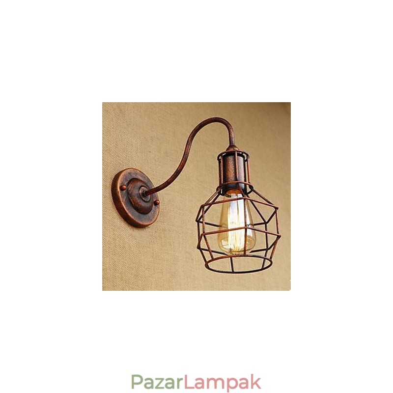 Iron Art Hosszú kar Nosztalgikus és Retro Kreatív Karakter Rozsda Szín Tanulmányozó Ülő Az amerikai fali lámpa feje