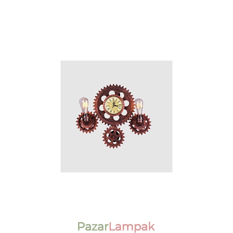 Vintage ipari fali lámpák Wood Gear Shape Kreatív forgatható lámpák Étterem Kávézó Bár Dekorációs világítás