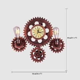Vintage ipari fali lámpák Wood Gear Shape Kreatív forgatható lámpák Étterem Kávézó Bár Dekorációs világítás