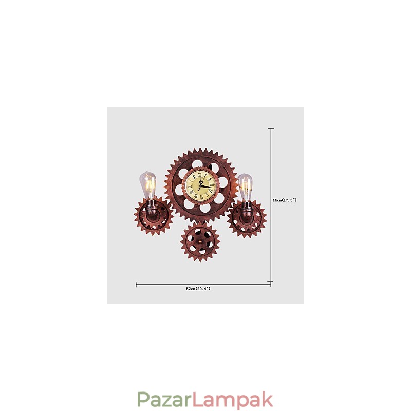 Vintage ipari fali lámpák Wood Gear Shape Kreatív forgatható lámpák Étterem Kávézó Bár Dekorációs világítás