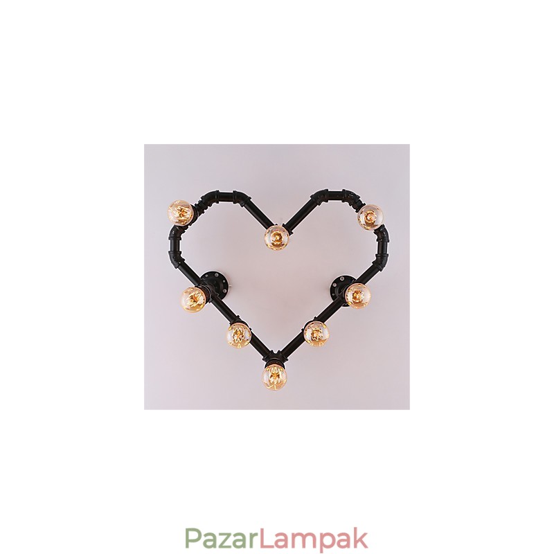 Vintage Water Pipe Loving Heart Kreatív fali lámpák Ipari nappali Étterem Bárok Kávézó dekoráció Falikarok