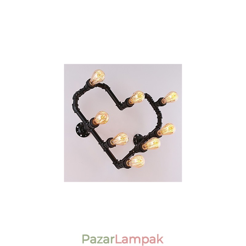 Vintage Water Pipe Loving Heart Kreatív fali lámpák Ipari nappali Étterem Bárok Kávézó dekoráció Falikarok