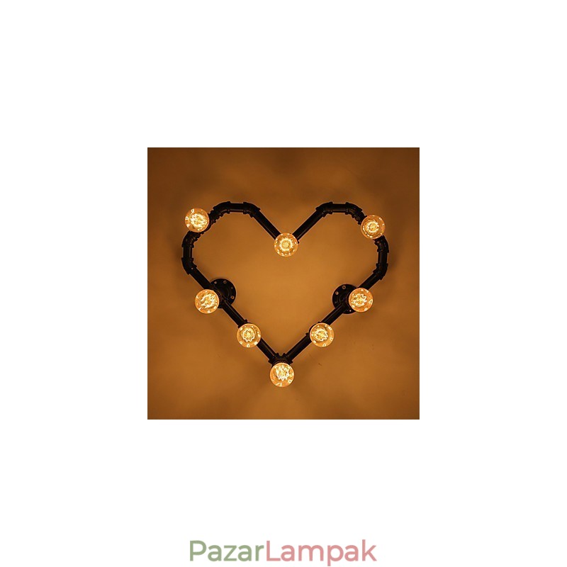 Vintage Water Pipe Loving Heart Kreatív fali lámpák Ipari nappali Étterem Bárok Kávézó dekoráció Falikarok