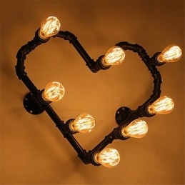 Vintage Water Pipe Loving Heart Kreatív fali lámpák Ipari nappali Étterem Bárok Kávézó dekoráció Falikarok