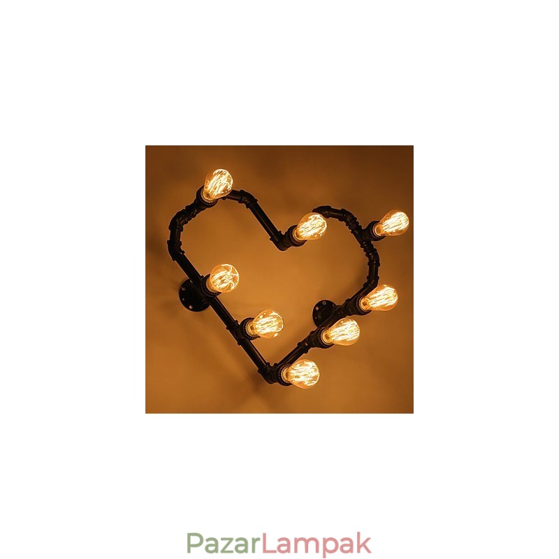 Vintage Water Pipe Loving Heart Kreatív fali lámpák Ipari nappali Étterem Bárok Kávézó dekoráció Falikarok
