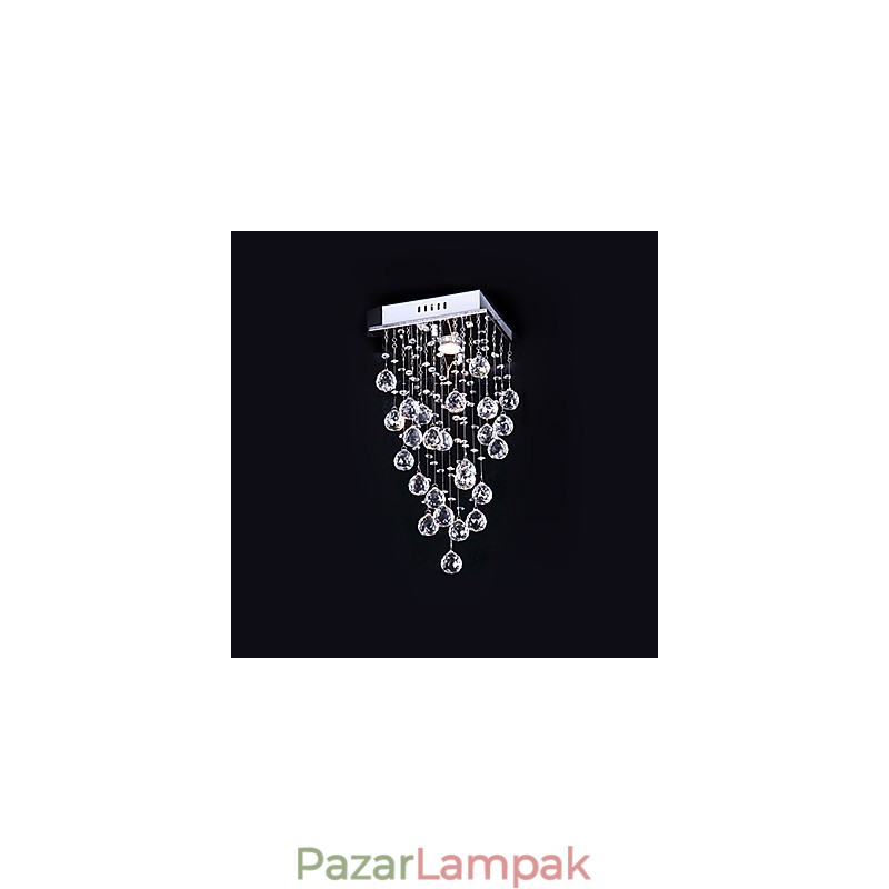 Modern, modern kristályból galvanizált fém csillár süllyesztett tartó