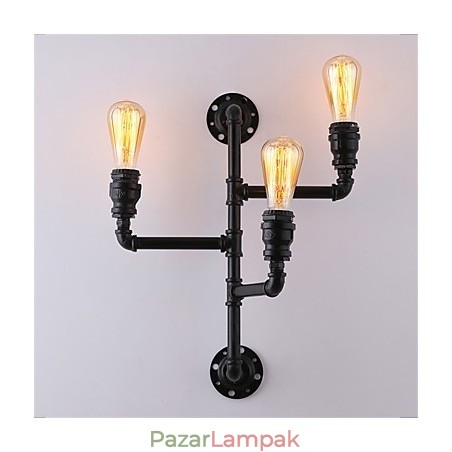 Vintage ipari csöves fali lámpák fekete kreatív fények étterem kávézó bár dekor világítás 3 világos festéssel Vintage ipari csöves fali lámpák fekete kreatív fények étterem kávézó bár dekor világítás 3 világos festéssel