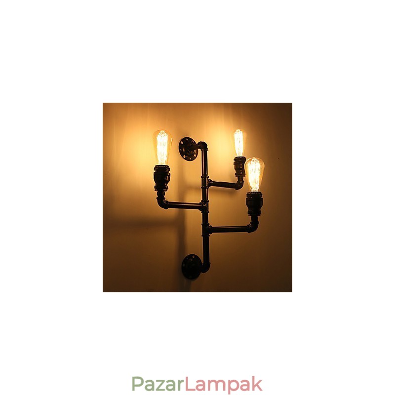 Vintage ipari csöves fali lámpák fekete kreatív fények étterem kávézó bár dekor világítás 3 világos festéssel