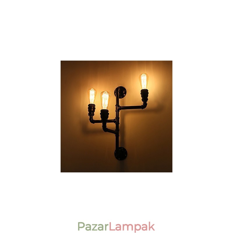 Vintage ipari csöves fali lámpák fekete kreatív fények étterem kávézó bár dekor világítás 3 világos festéssel