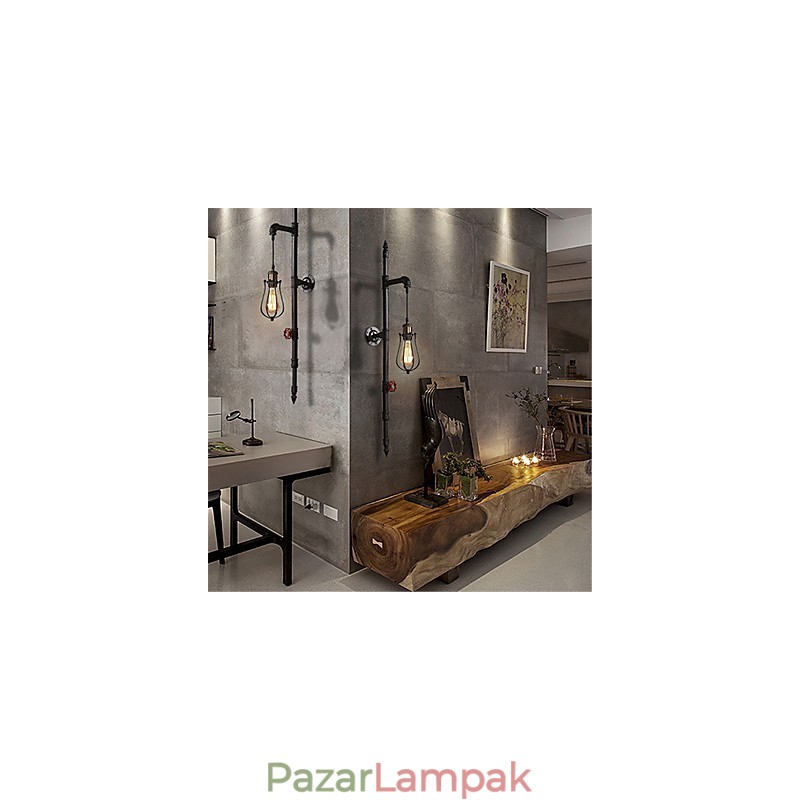 Retro ipari csöves fali lámpák egyszerű tetőtér fekete madárkalitka fém nappali étkező konyha bár kávézó dekor világítás