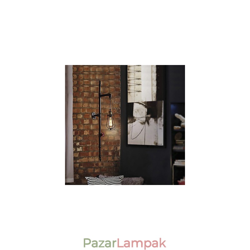 Retro ipari csöves fali lámpák egyszerű tetőtér fekete madárkalitka fém nappali étkező konyha bár kávézó dekor világítás