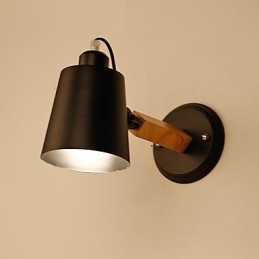 Vintage fa Art Deco fém Fém rusztikus falikar Nappali Étkező Előszoba Fali lámpa Fekete Fehér Választható