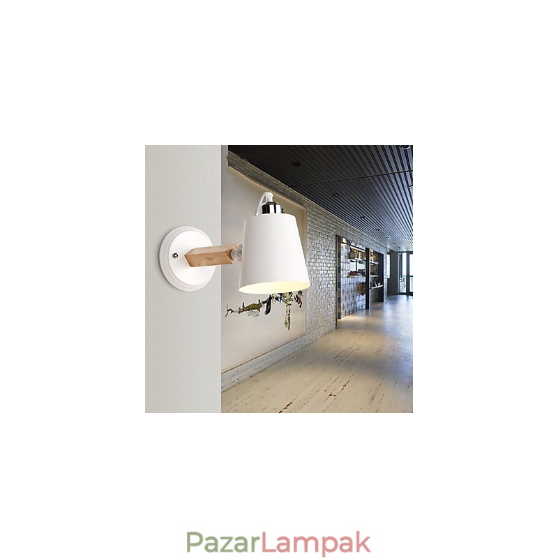 Vintage fa Art Deco fém Fém rusztikus falikar Nappali Étkező Előszoba Fali lámpa Fekete Fehér Választható