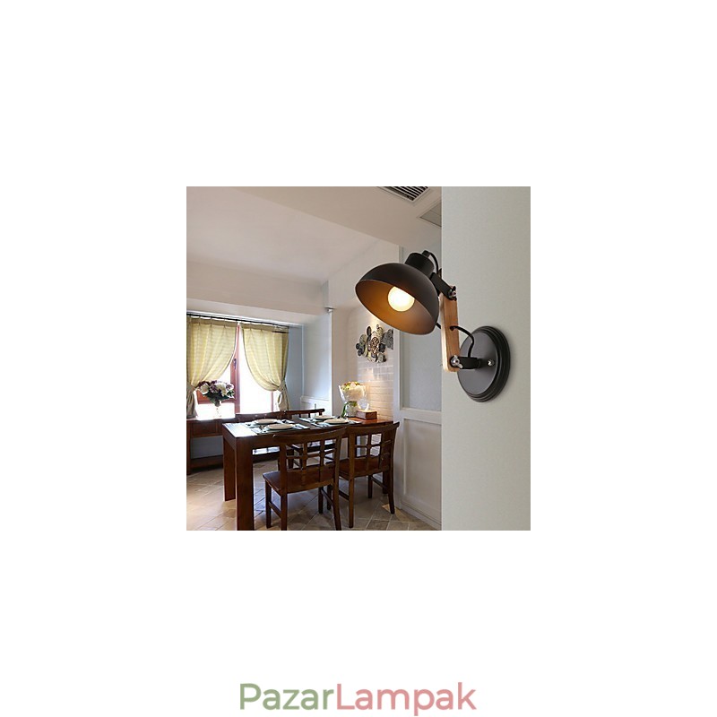 Vintage fa Art Deco fém Fém rusztikus falikar Nappali Étkező Előszoba Fali lámpa Fekete Fehér Választható