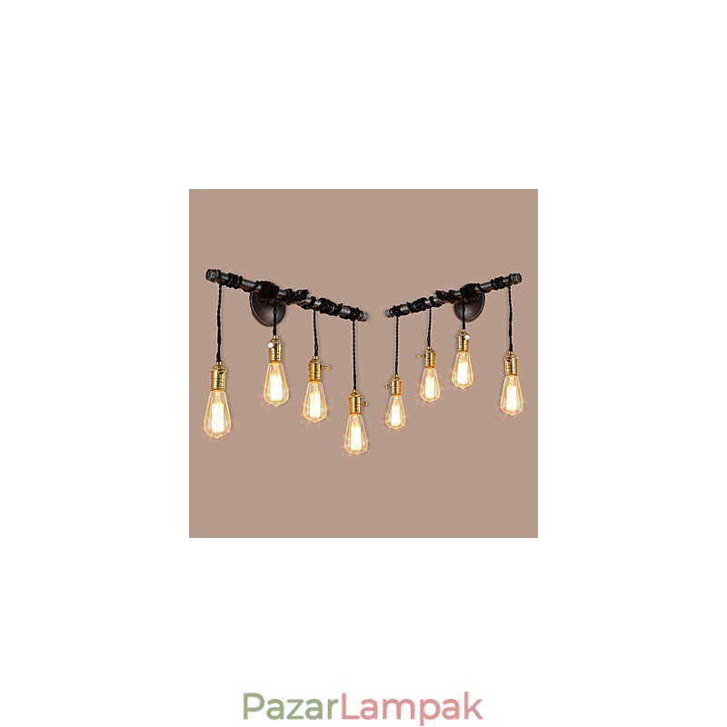 Vintage ipari csöves fali lámpák kapcsolóval Kreatív fények Étterem Kávézó Bár Dekorációs világítás 4 fényre festett felülettel