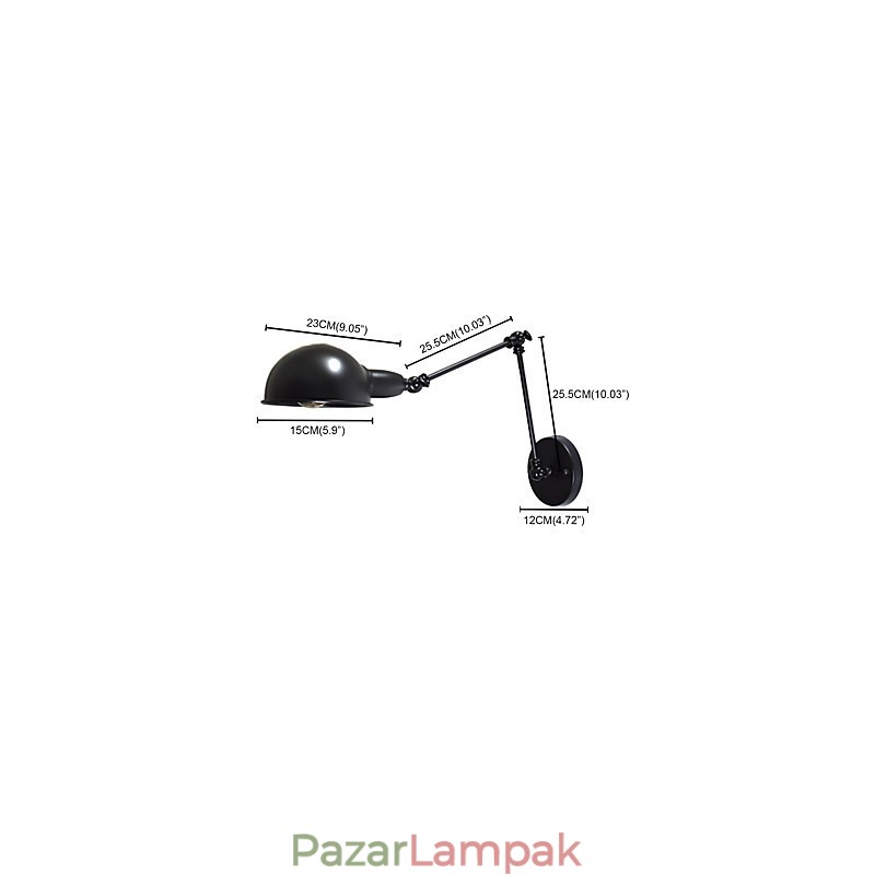 Vas fali lámpa összecsukható fekete egyszerű retro fali lámpa egyfejű dekoratív fali lámpa európai stílusú
