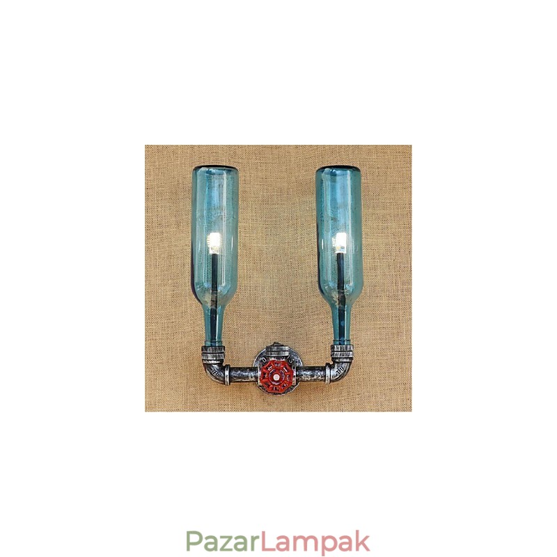 Retro ipari szélkapcsoló kulacs fali lámpa fali világoskék