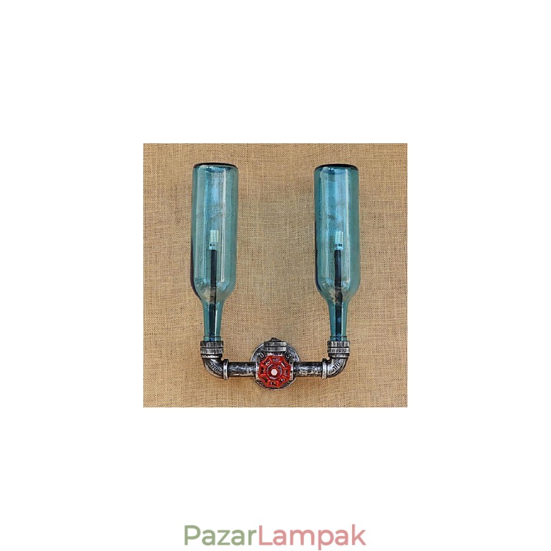Retro ipari szélkapcsoló kulacs fali lámpa fali világoskék
