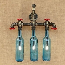 Retro ipari szélkapcsoló kulacs fali lámpa fali világoskék
