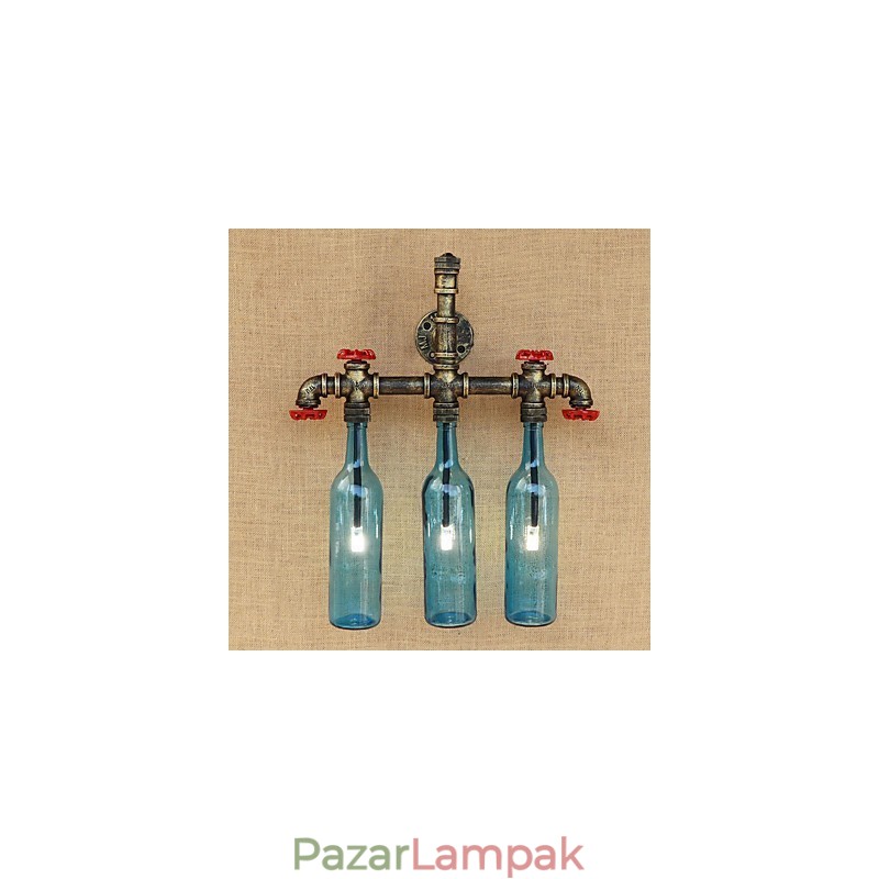Retro ipari szélkapcsoló kulacs fali lámpa fali világoskék