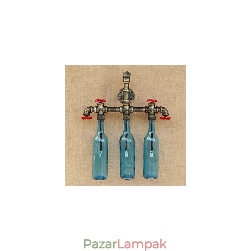 Retro ipari szélkapcsoló kulacs fali lámpa fali világoskék