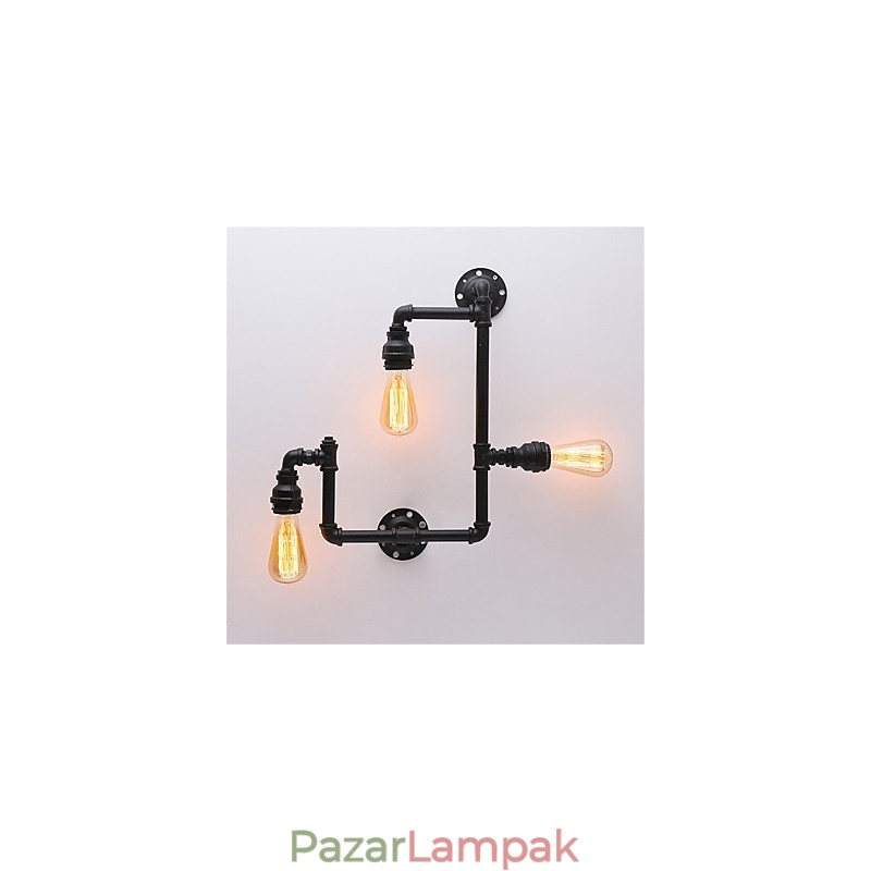 3 Fej Vintage Ipari Pipe Fali Lámpák Fekete Kreatív Fények Étterem Kávézó Bár Dekorációs világítás