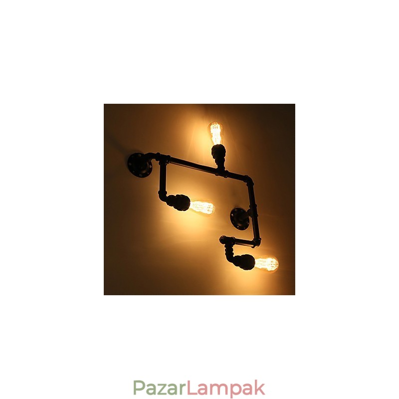 3 Fej Vintage Ipari Pipe Fali Lámpák Fekete Kreatív Fények Étterem Kávézó Bár Dekorációs világítás