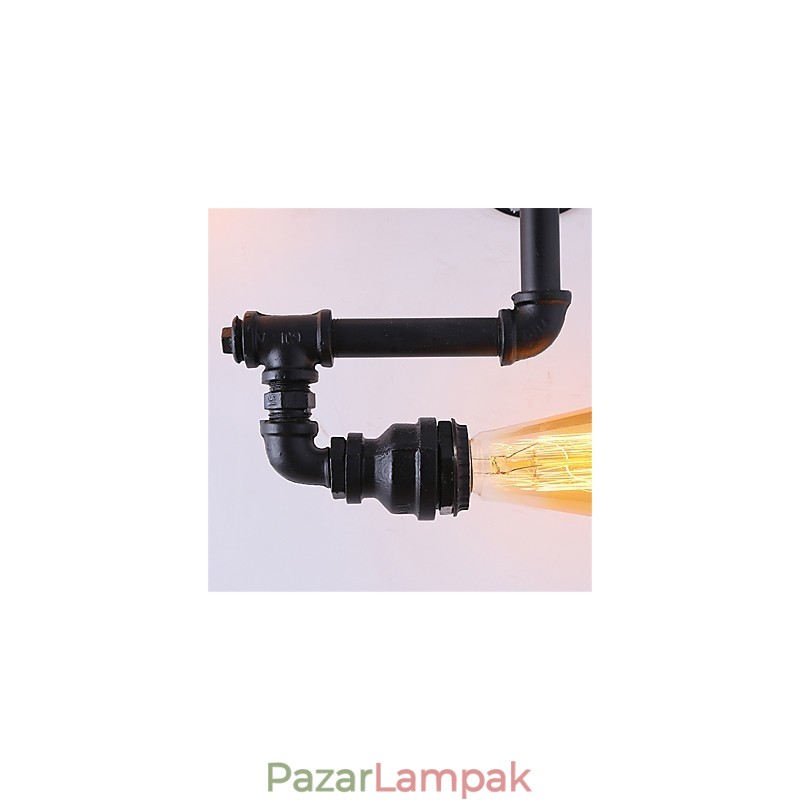 3 Fej Vintage Ipari Pipe Fali Lámpák Fekete Kreatív Fények Étterem Kávézó Bár Dekorációs világítás