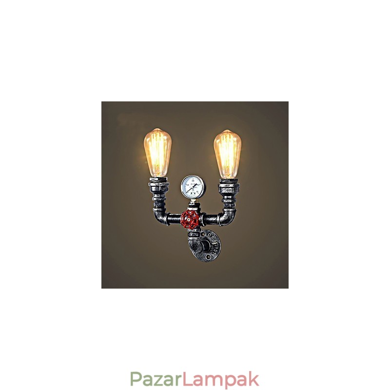 2 Fej Vintage Ipari Fém Fali Lámpák Étterem Kávézó Bár Dekorációs világítás