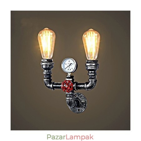 2 Fej Vintage Ipari Fém Fali Lámpák Étterem Kávézó Bár Dekorációs világítás