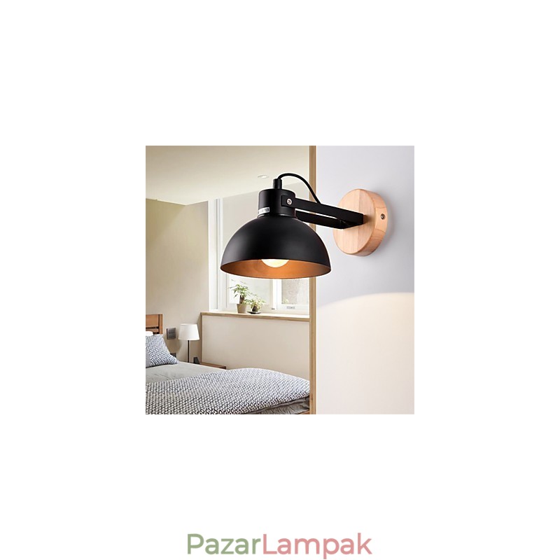 Vintage fa Art Deco fém Fém rusztikus falikar Nappali Étkező Előszoba Fali lámpa Fekete Fehér Választható