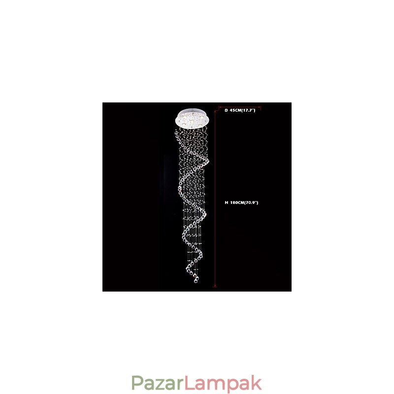Kristály függesztékes csillár világítás 5 lámpa ezüst baldachinos átlátszó K9 Crystal Helix mennyezeti lámpák