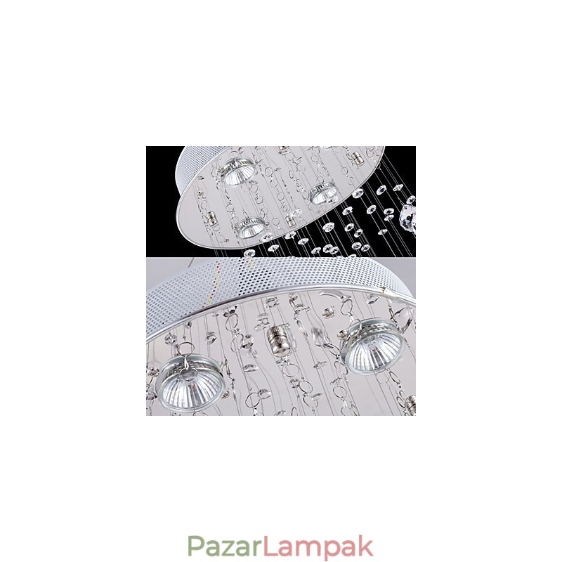 Kristály függesztékes csillár világítás 5 lámpa ezüst baldachinos átlátszó K9 Crystal Helix mennyezeti lámpák
