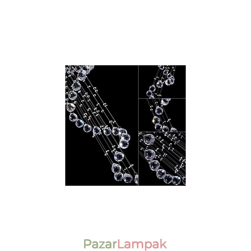 Kristály függesztékes csillár világítás 5 lámpa ezüst baldachinos átlátszó K9 Crystal Helix mennyezeti lámpák