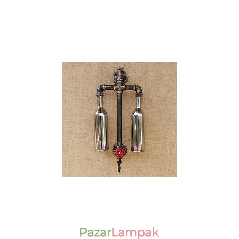 Amerikai témájú étterem bár vasaló kapcsolóval vízcső borospalack fali lámpa szürke