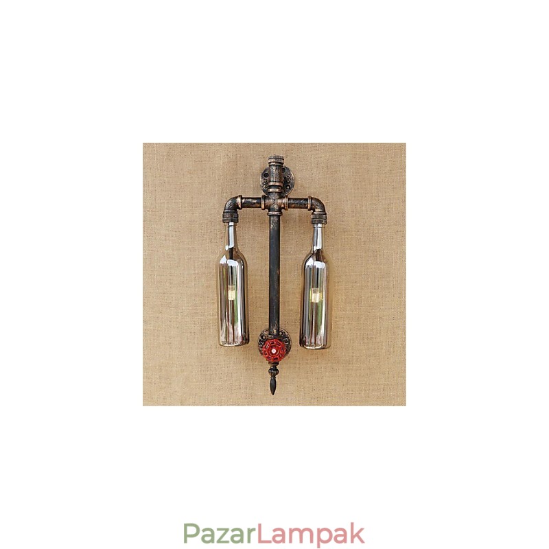 Amerikai témájú étterem bár vasaló kapcsolóval vízcső borospalack fali lámpa szürke