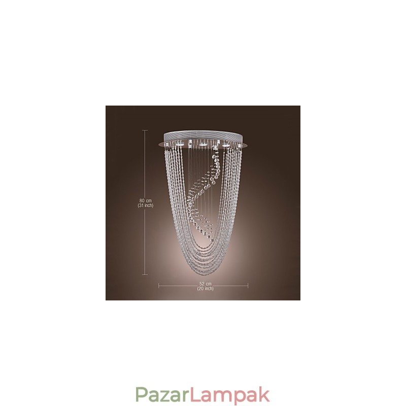 Modern, modern kristály króm csillár süllyesztett tartó